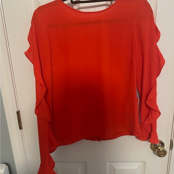 CeCe Red Ruffled Long Sleeve Blouse - Picture 1 of 4